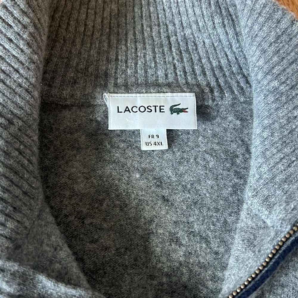 Lacoste Men's Gray 1/4 Zip Wool Sweater - Picture 4 of 4